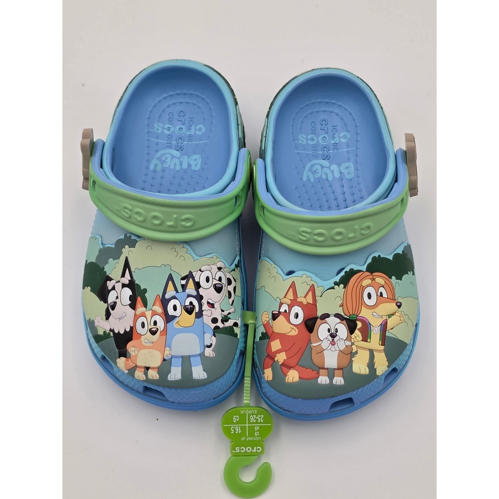 Crocs Bluey and Friends Classic Clogs Toddler Size C9 Light Blue Green,NWOT